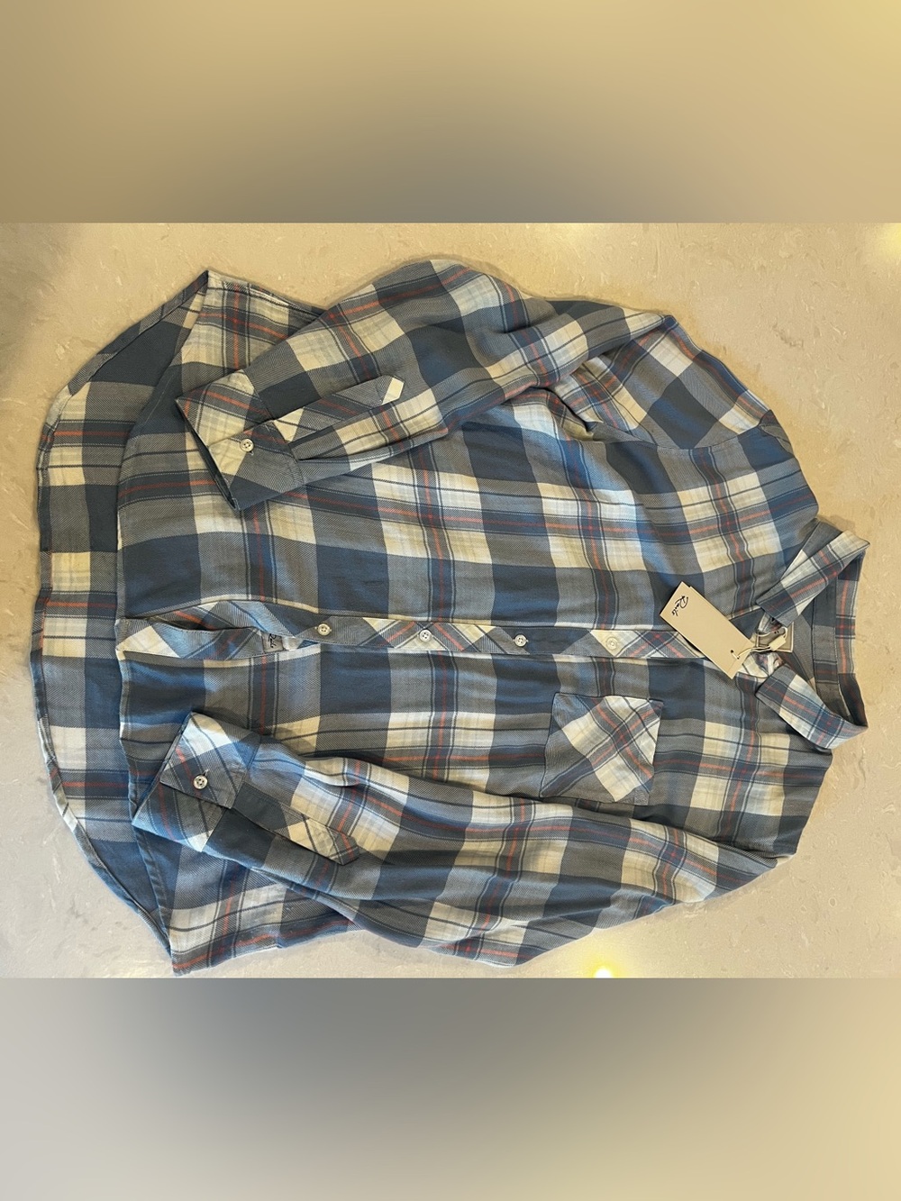 Rails Hunter Blue Lake Coral Plaid Button Down Shirt Size Large NWT